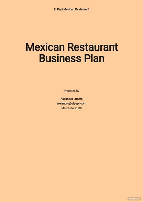 Mexican Restaurant Business Plan